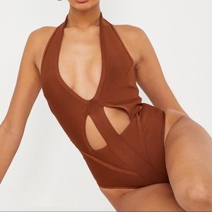 Chocolate Bandage Halterneck Bodysuit